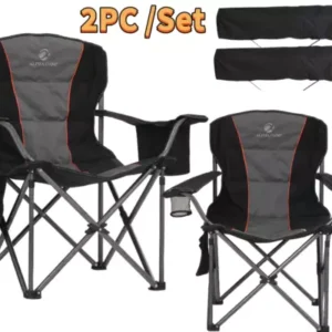 2 Pack Portable Camping Chair Heavy Duty Folding Chair w/ Cup Holder Oversized