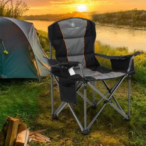 NEW LISTINGOversizes Portable Camping Chair Heavy Duty Outdoor Folding Chairs w/ Cup Holder