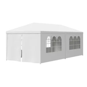 Party Tent 10x20ft Heavy Duty Waterproof Outdoor Wedding Tent w/6 Remov Sidewall