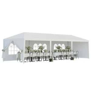 10' x 30' White Gazebo Wedding Party Tent Canopy W/ 8 Sidewalls Outdoor