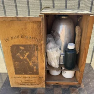 The Aussie Bush Kettle Co. Outdoor Camping Set in Original Wooden Crate-Complete
